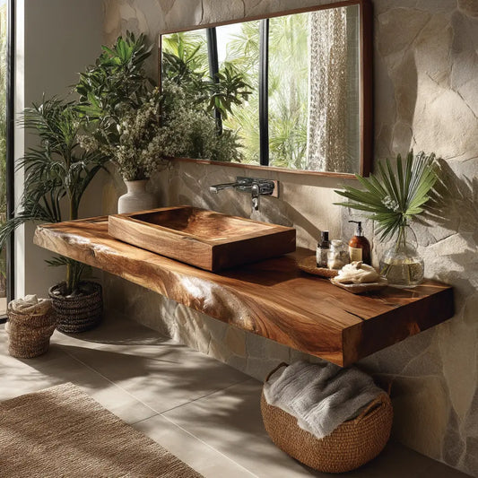 Valrion Live Edge Solid Wood Floating Bathroom Vanity SPA254879 Lynnsnail
