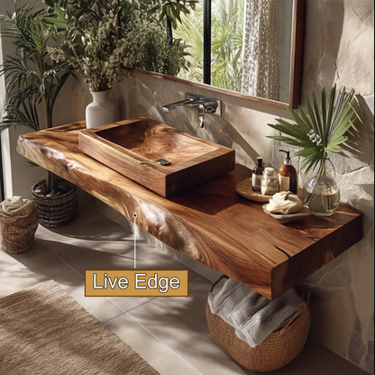 Valrion Live Edge Solid Wood Floating Bathroom Vanity SPA254879 Lynnsnail