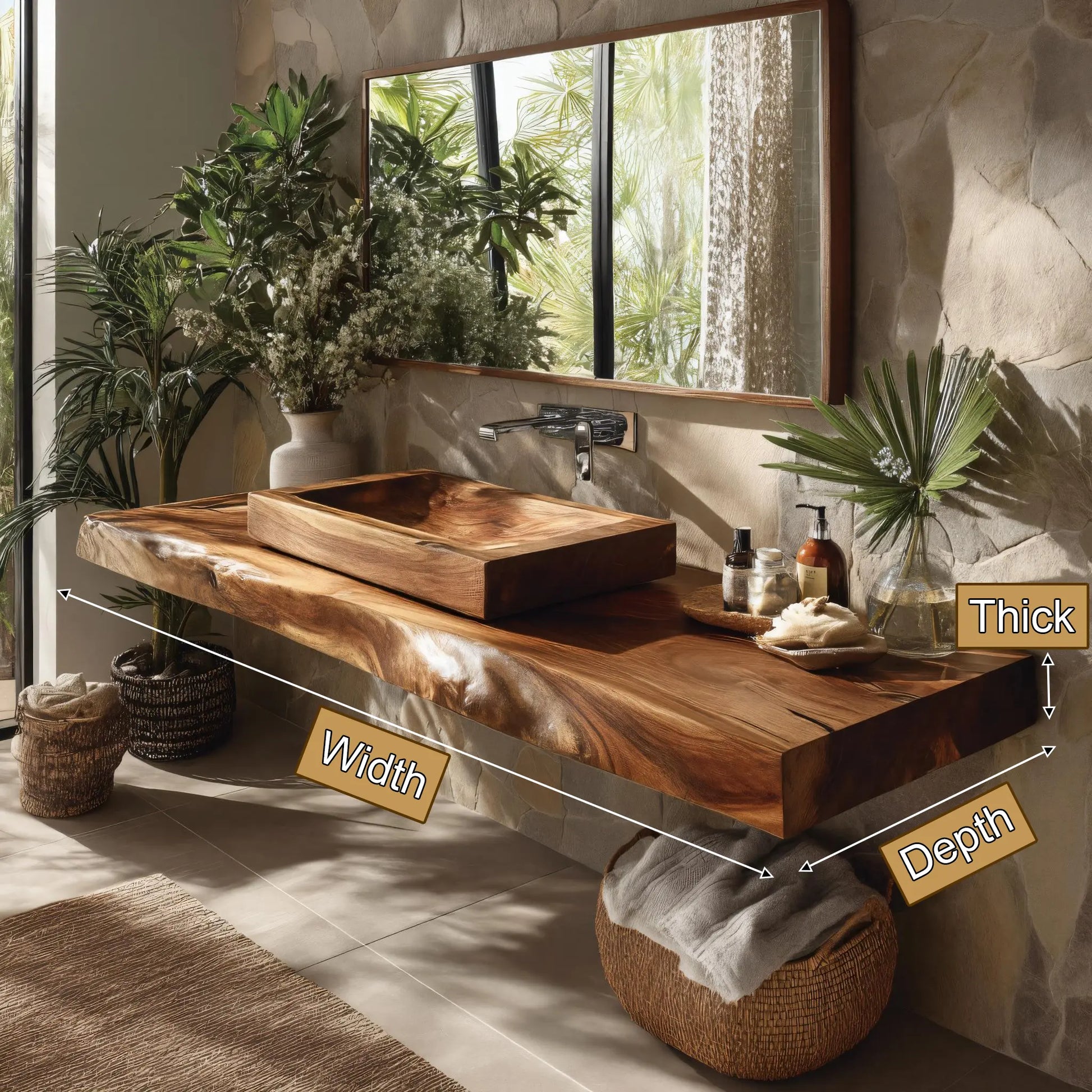 Valrion Live Edge Solid Wood Floating Bathroom Vanity SPA254879 Lynnsnail