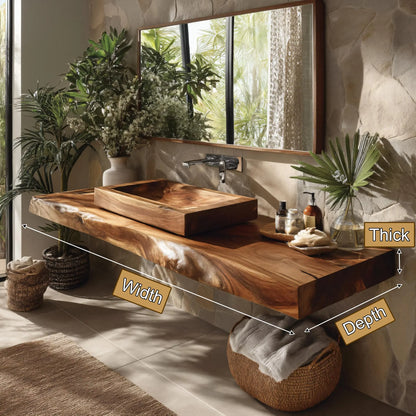 Valrion Live Edge Solid Wood Floating Bathroom Vanity SPA254879 Lynnsnail