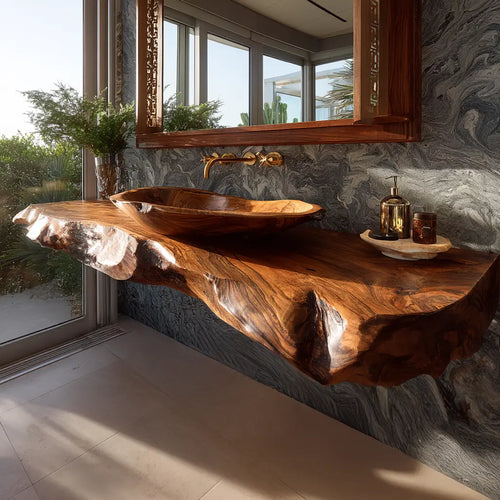 Valtherin Live Edge Solid Wood Floating Bathroom Vanity SPA259396 Lynnsnail