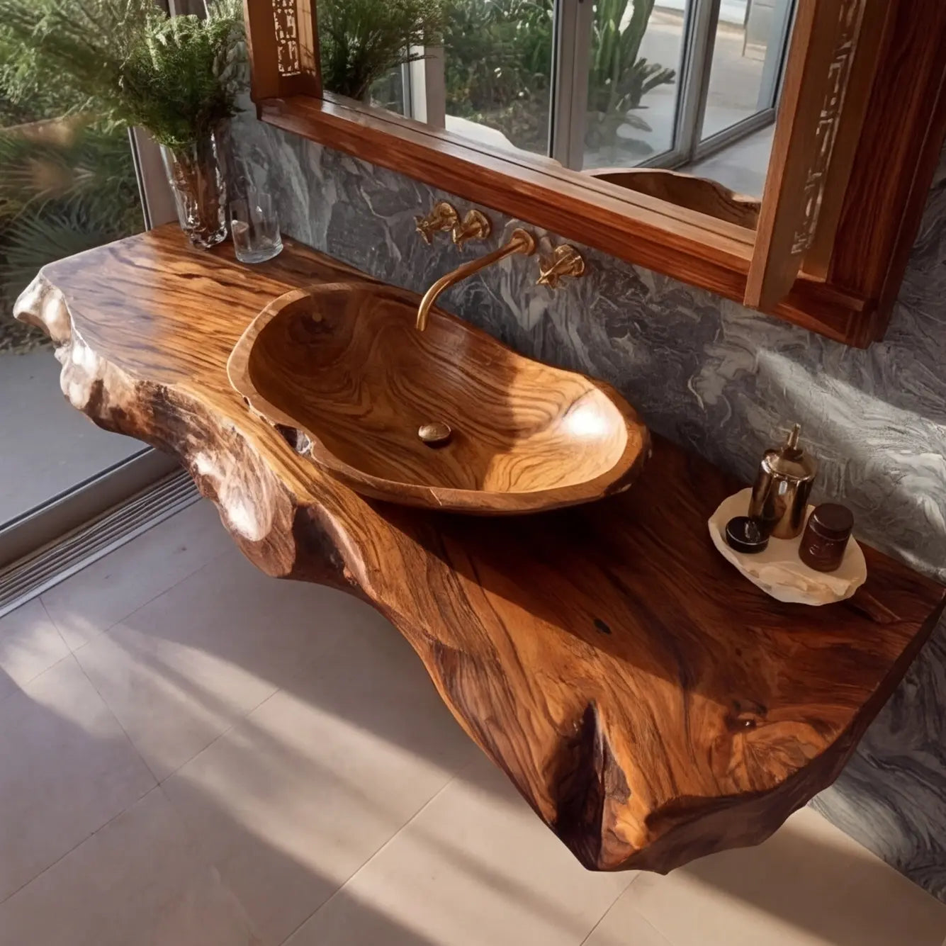 Valtherin Live Edge Solid Wood Floating Bathroom Vanity SPA259396 Lynnsnail