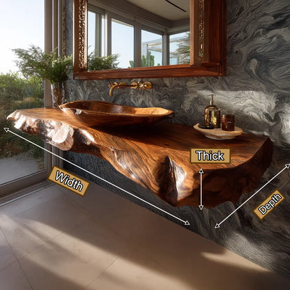 Valtherin Live Edge Solid Wood Floating Bathroom Vanity SPA259396 Lynnsnail
