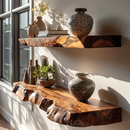 Varcello Live Edge Solid Wood Floating Shelf SPA365435 Lynnsnail