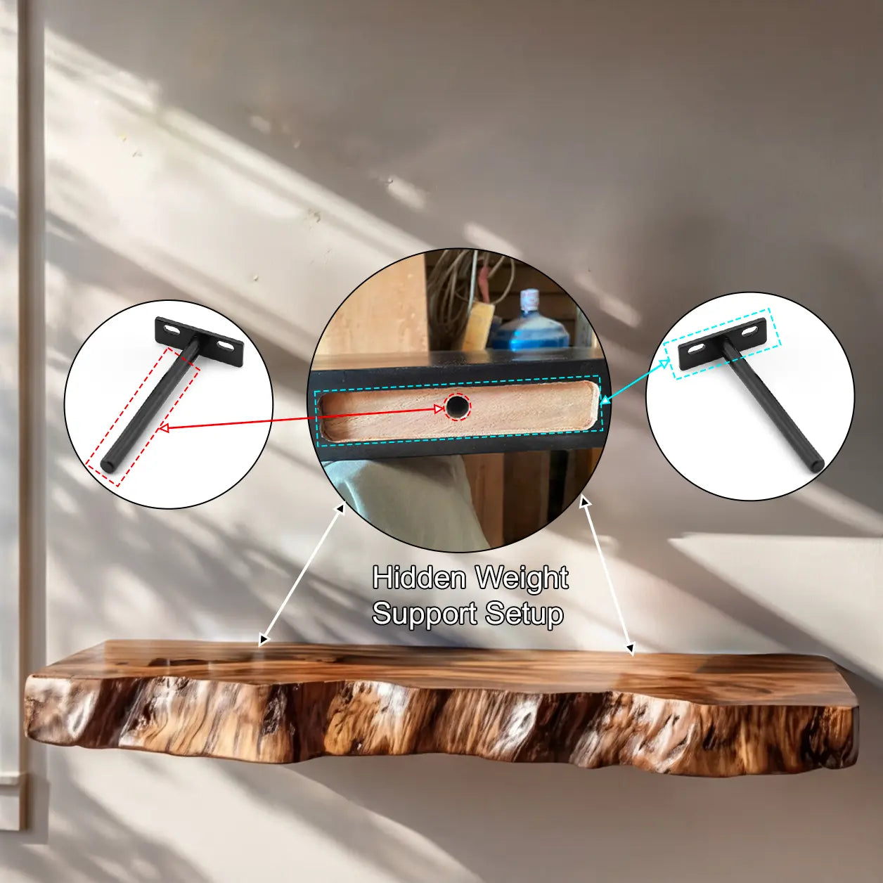Varcello Live Edge Solid Wood Floating Shelf SPA365435 Lynnsnail