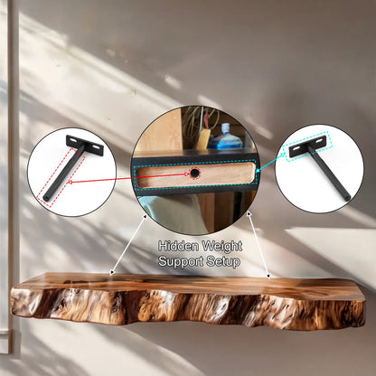 Varcello Live Edge Solid Wood Floating Shelf SPA365435 Lynnsnail