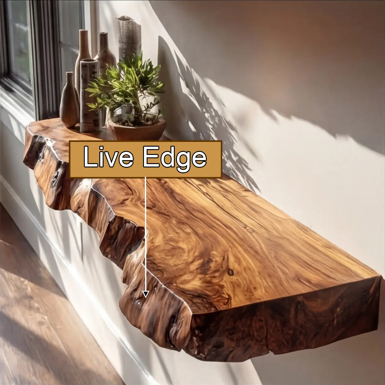 Varcello Live Edge Solid Wood Floating Shelf SPA365435 Lynnsnail