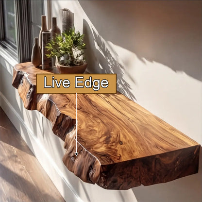 Varcello Live Edge Solid Wood Floating Shelf SPA365435 Lynnsnail