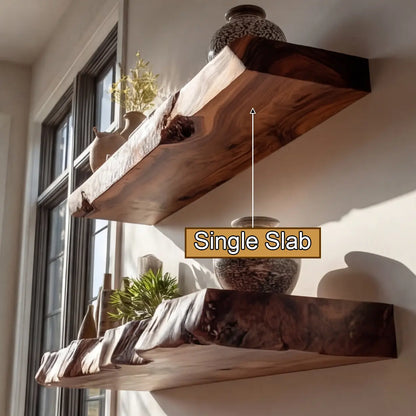 Varcello Live Edge Solid Wood Floating Shelf SPA365435 Lynnsnail