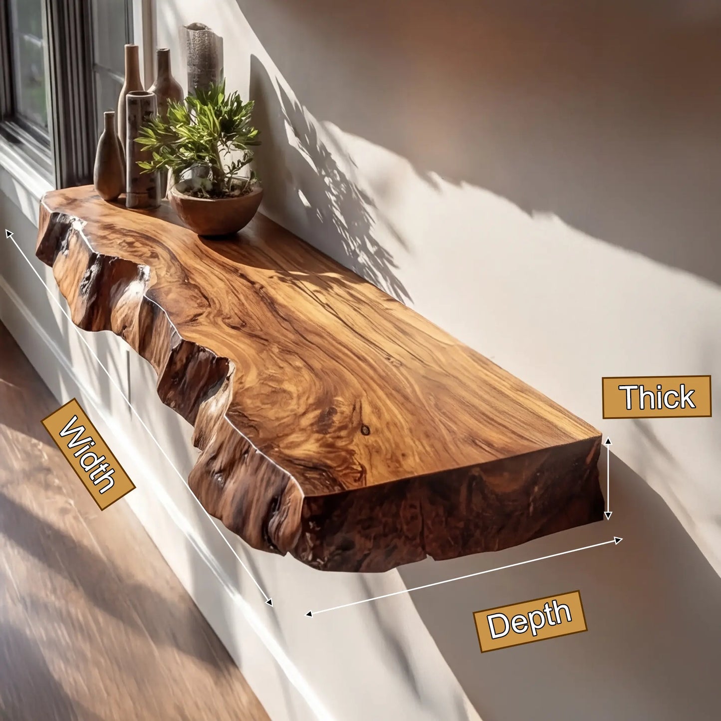 Varcello Live Edge Solid Wood Floating Shelf SPA365435 Lynnsnail