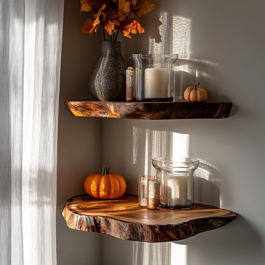 Vardell Live Edge Solid Wood Floating Shelf SPA638541