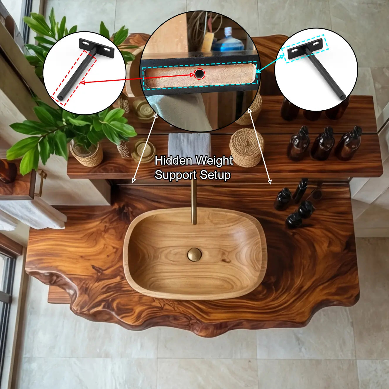 Varento Live Edge Solid Wood Floating Bathroom Vanity SPA346468 Lynnsnail
