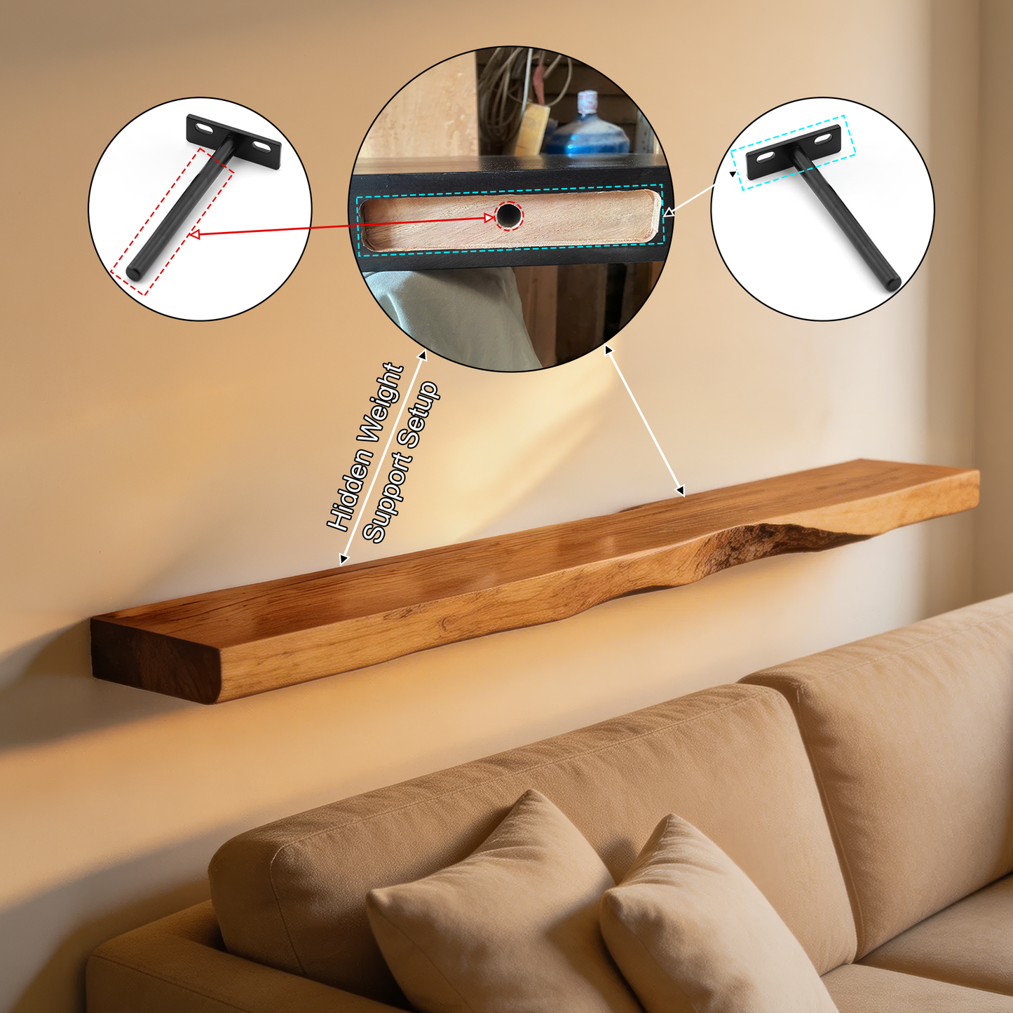 Vareon Live Edge Solid Wood Floating Shelf SPA941384
