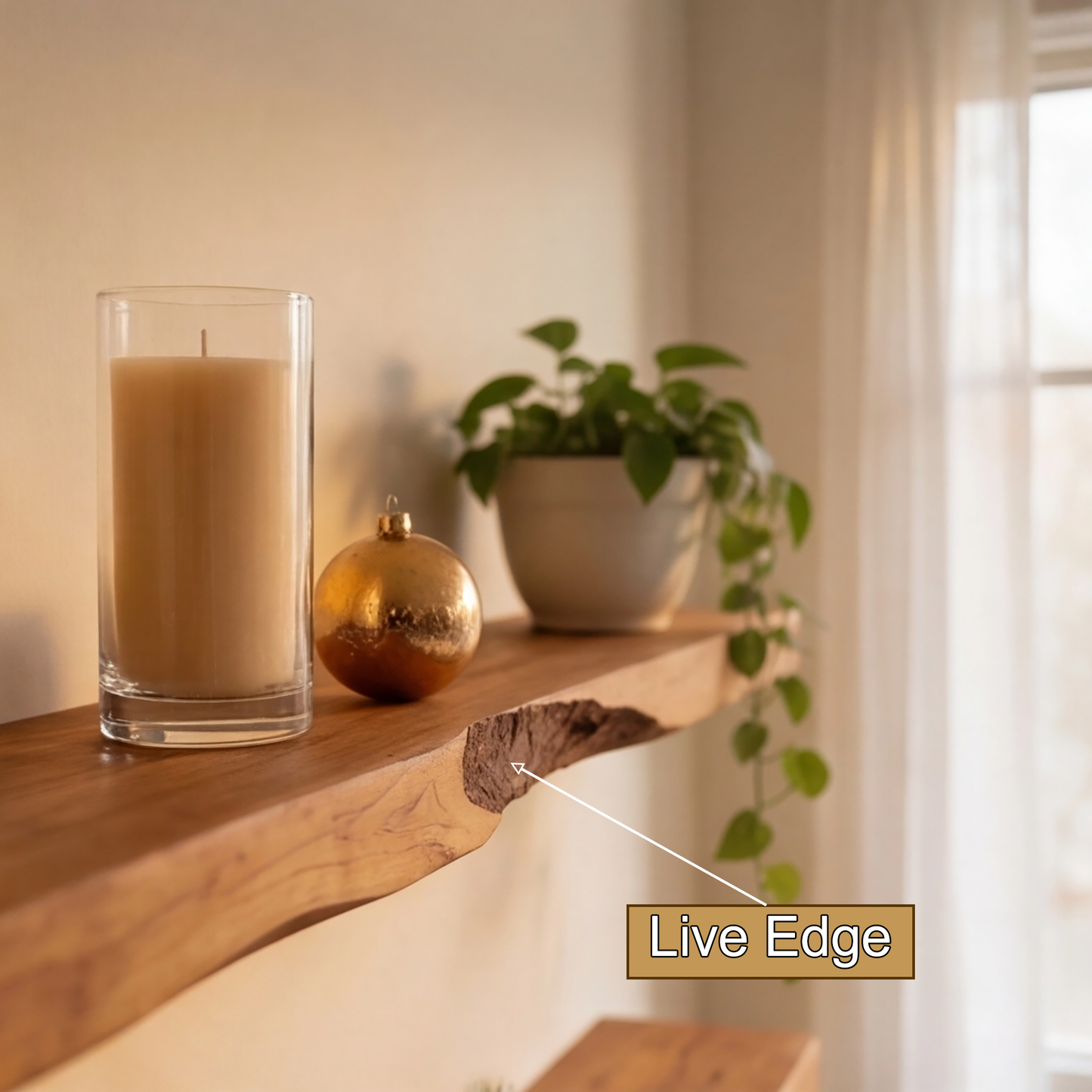 Vareon Live Edge Solid Wood Floating Shelf SPA941384
