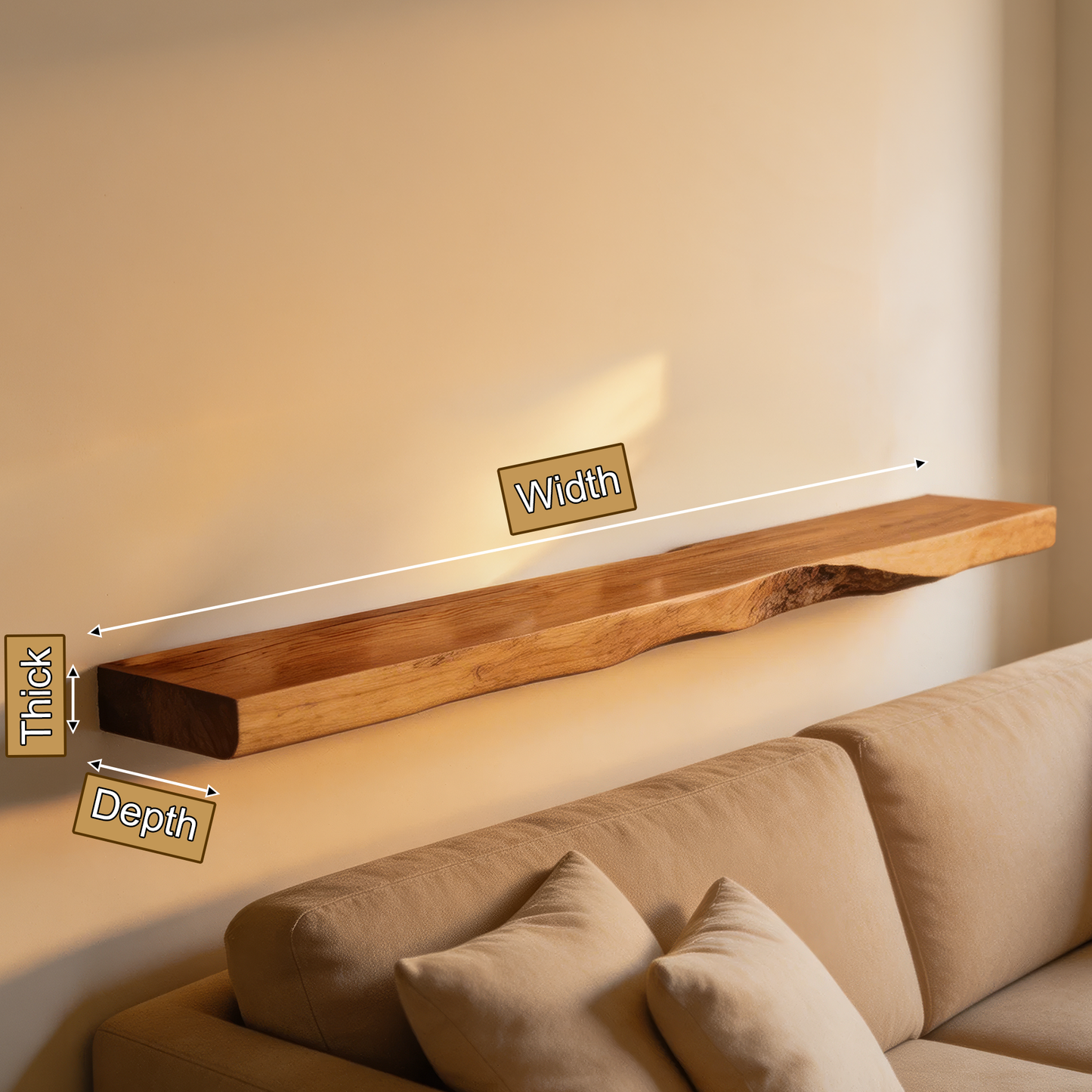 Vareon Live Edge Solid Wood Floating Shelf SPA941384