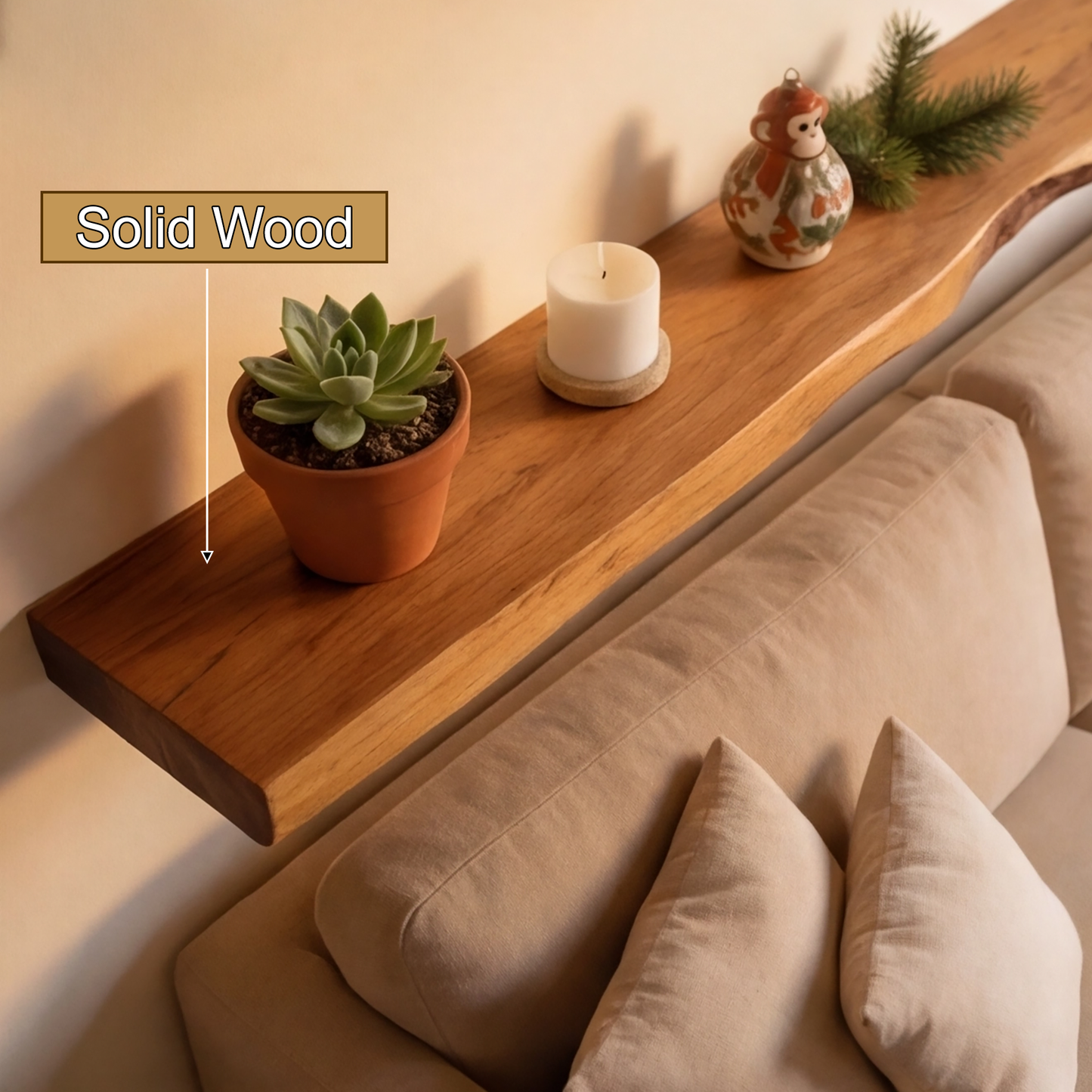 Vareon Live Edge Solid Wood Floating Shelf SPA941384