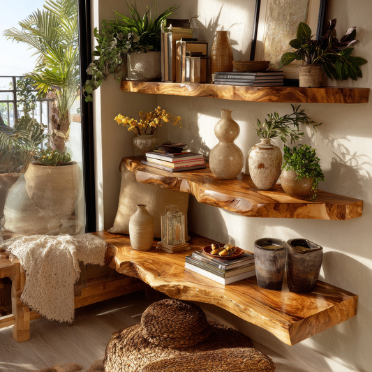 Velaro Live Edge Solid Wood Floating Shelves