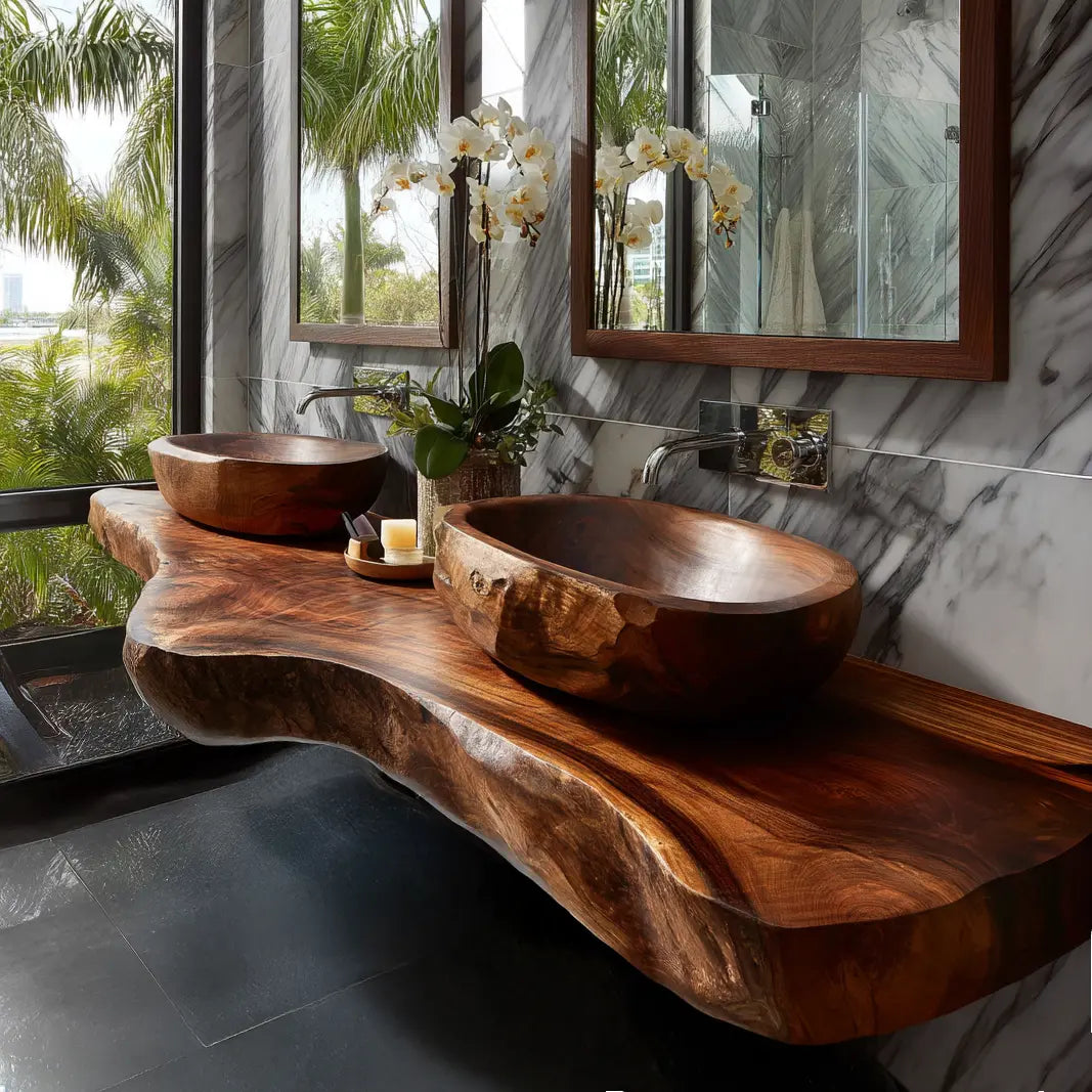 Velcanto Live Edge Solid Wood Floating Bathroom Vanity SPA349352 Lynnsnail