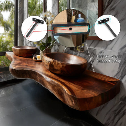 Velcanto Live Edge Solid Wood Floating Bathroom Vanity SPA349352 Lynnsnail
