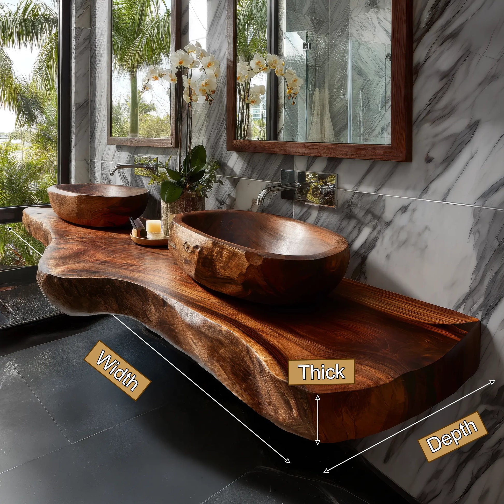 Velcanto Live Edge Solid Wood Floating Bathroom Vanity SPA349352 Lynnsnail