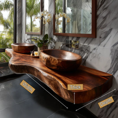 Velcanto Live Edge Solid Wood Floating Bathroom Vanity SPA349352 Lynnsnail