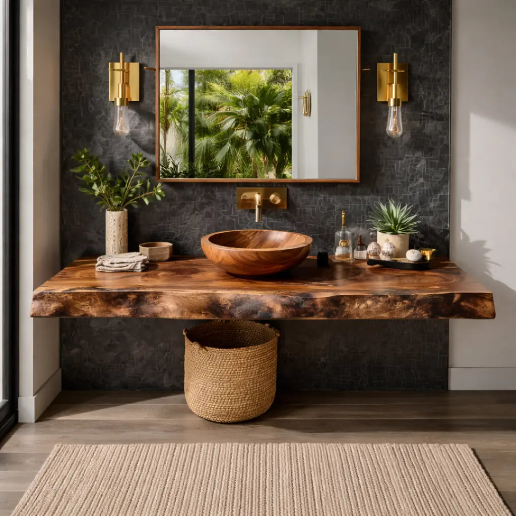 Velmora Live Edge Solid Wood Floating Bathroom Vanity SPA358942 Lynnsnail