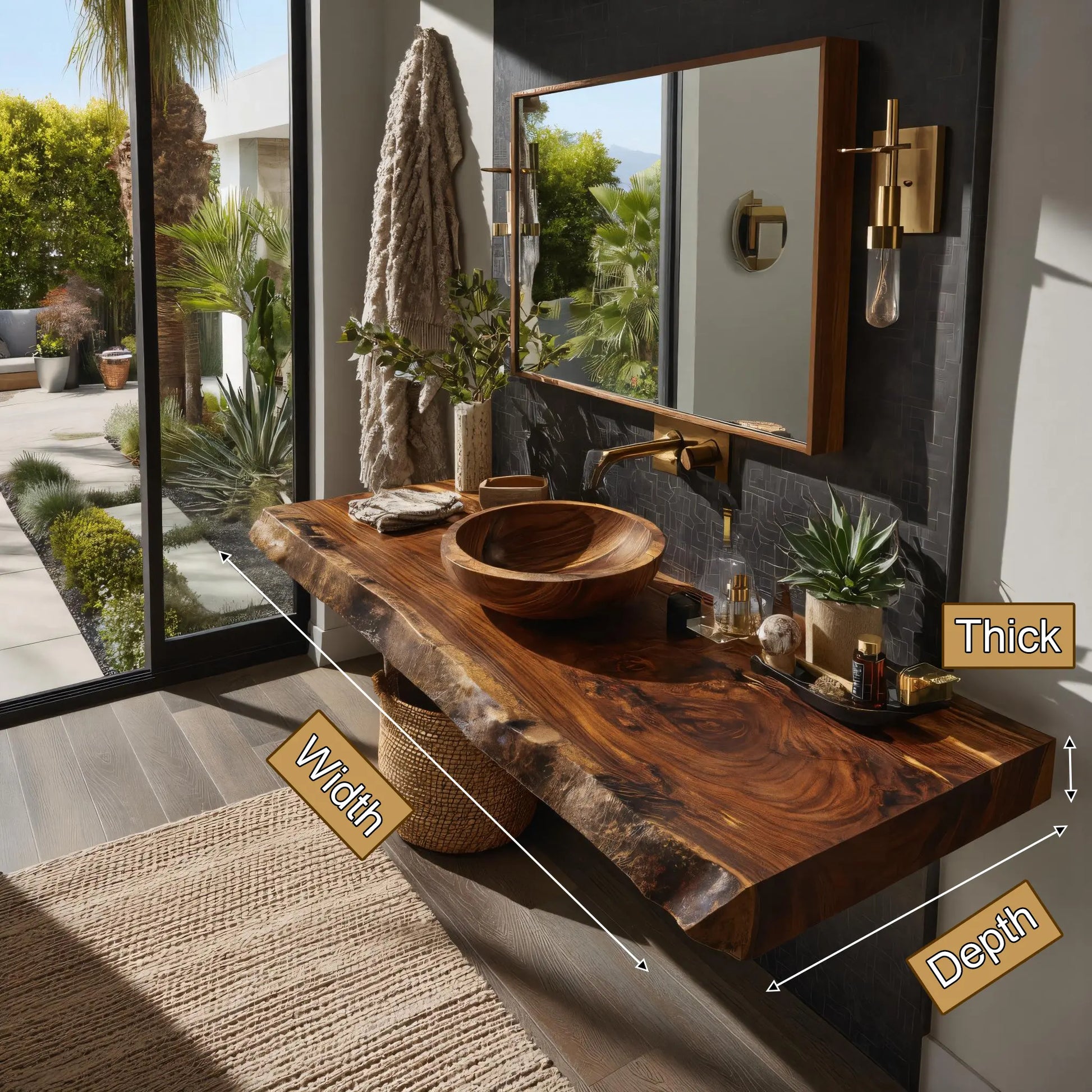 Velmora Live Edge Solid Wood Floating Bathroom Vanity SPA358942 Lynnsnail