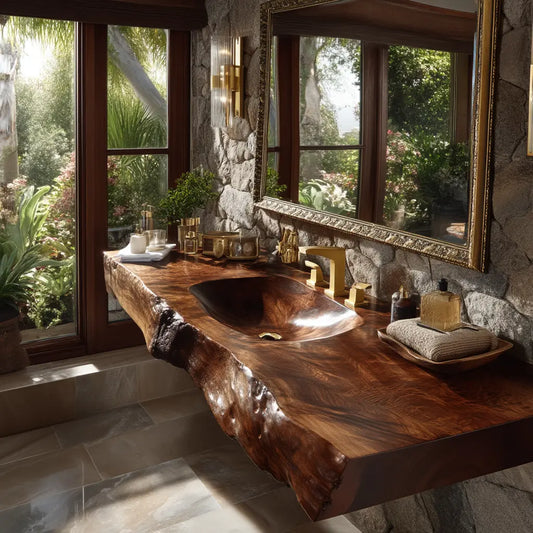 Velmora Live Edge Solid Wood Floating Bathroom Vanity with Integrated Sink SPA555232 Lynnsnail