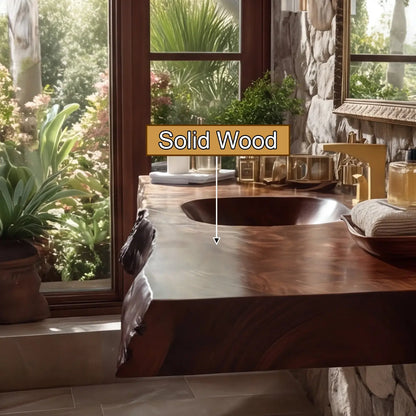 Velmora Live Edge Solid Wood Floating Bathroom Vanity with Integrated Sink SPA555232 Lynnsnail