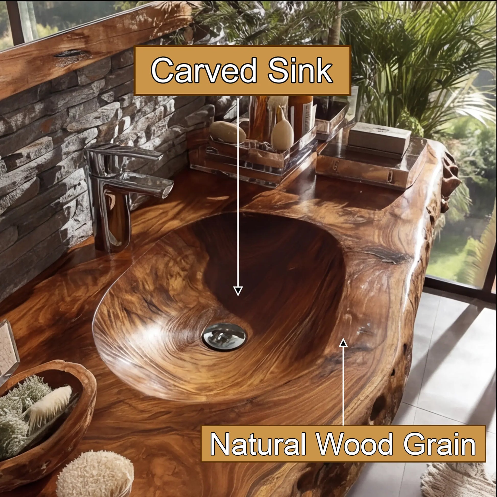 Velmoris Live Edge Solid Wood Floating Bathroom Vanity with Integrated Sink SPA200003 Lynnsnail