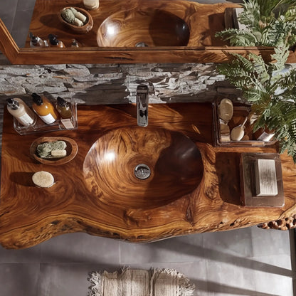 Velmoris Live Edge Solid Wood Floating Bathroom Vanity with Integrated Sink SPA200003 Lynnsnail