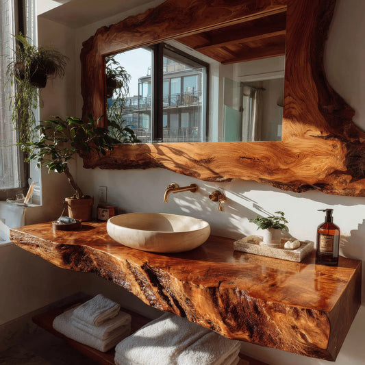 Velmoro Handcrafted Live Edge Solid Wood Floating Bathroom Vanity SPA723618 Lynnsnail
