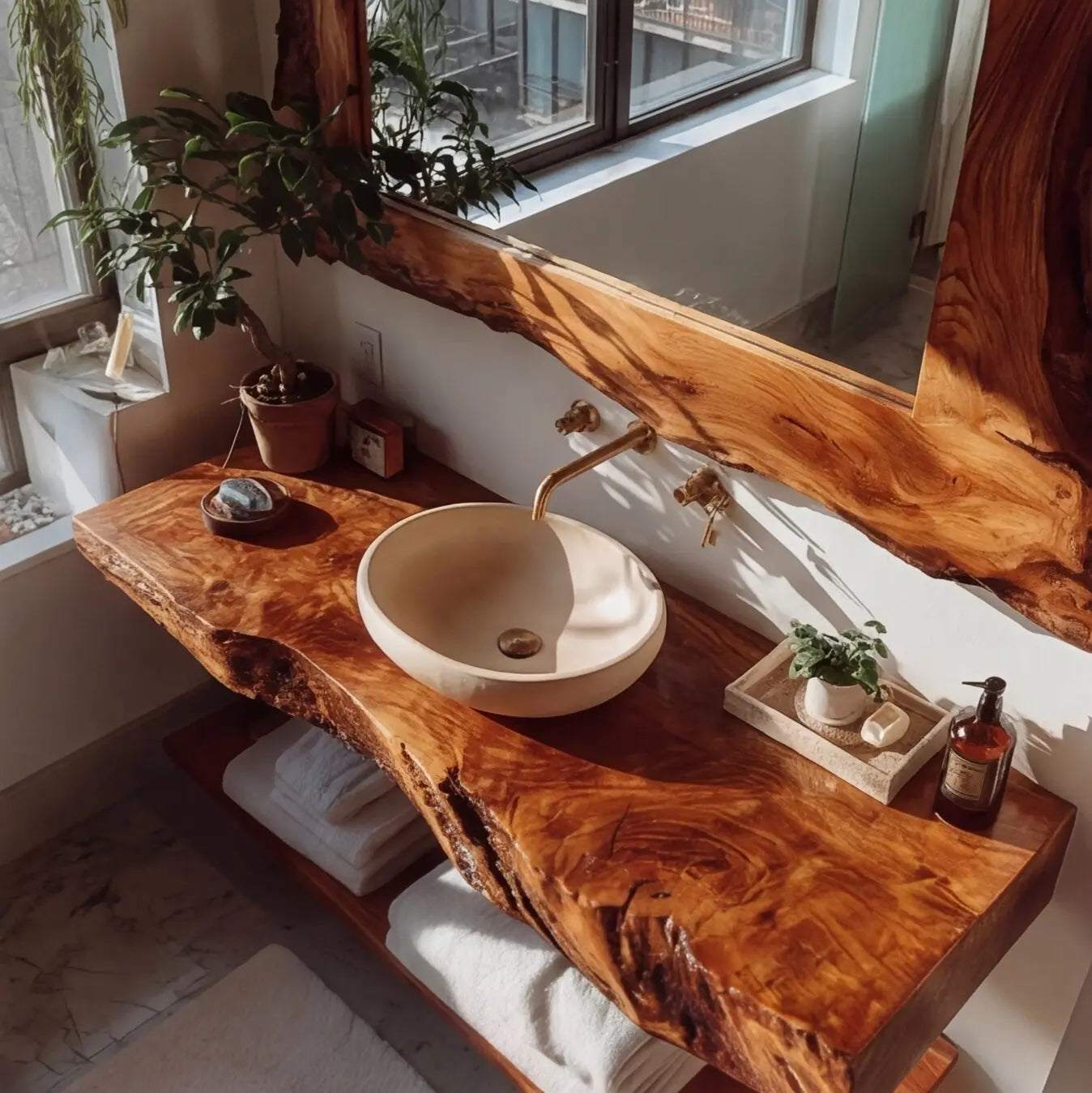 Velmoro Handcrafted Live Edge Solid Wood Floating Bathroom Vanity SPA723618 Lynnsnail