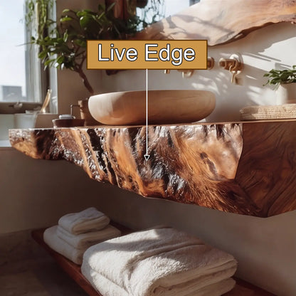 Velmoro Handcrafted Live Edge Solid Wood Floating Bathroom Vanity SPA723618 Lynnsnail