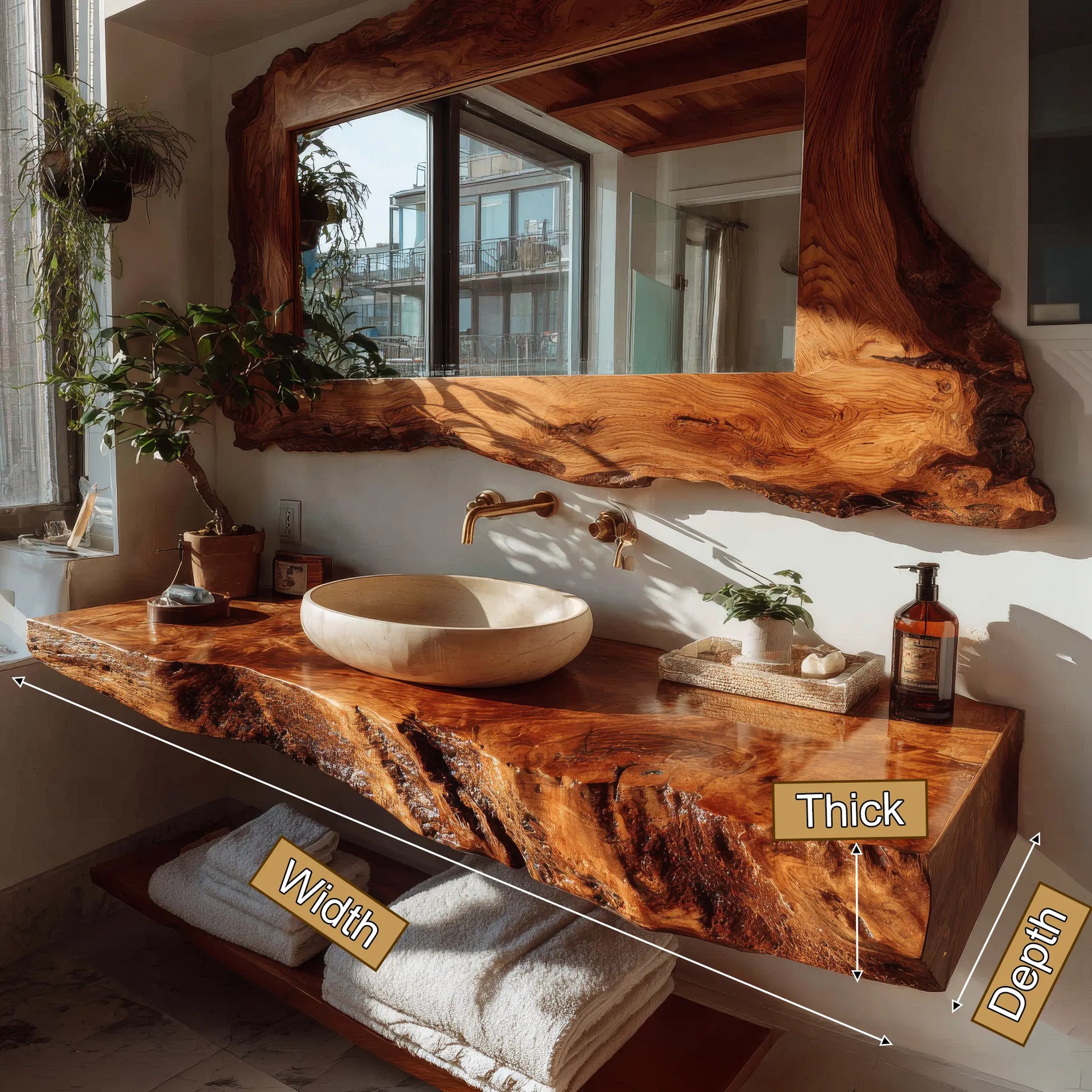 Velmoro Handcrafted Live Edge Solid Wood Floating Bathroom Vanity SPA723618 Lynnsnail
