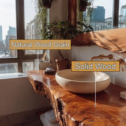 Velmoro Handcrafted Live Edge Solid Wood Floating Bathroom Vanity SPA723618 Lynnsnail