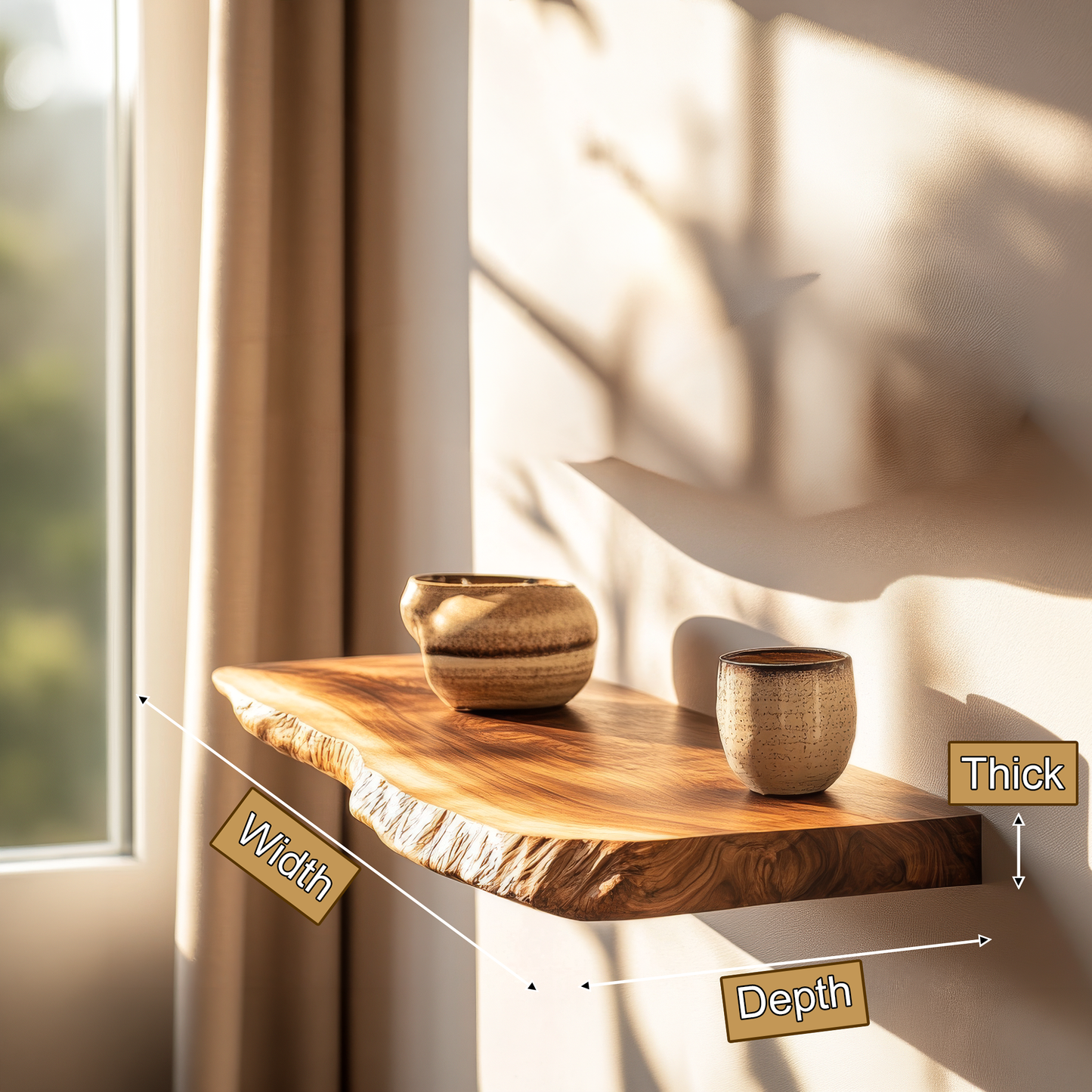 Velorin Live Edge Solid Wood Floating Shelf SPA635142
