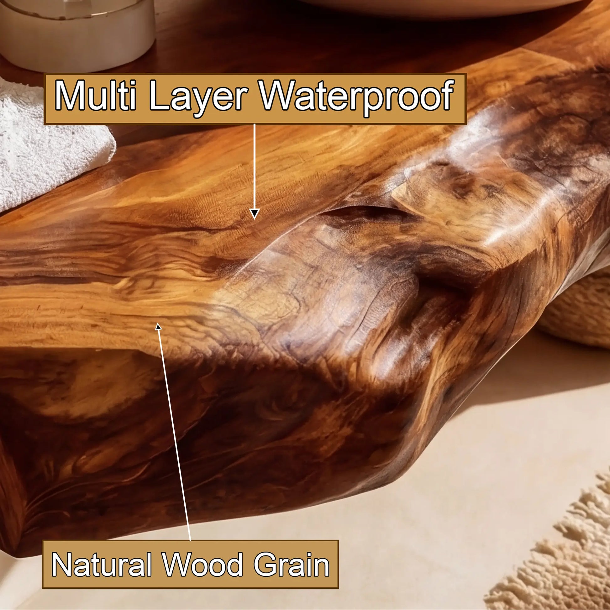 Velrion Handcrafted Live Edge Solid Wood Floating Bathroom Vanity SPA721836 Lynnsnail