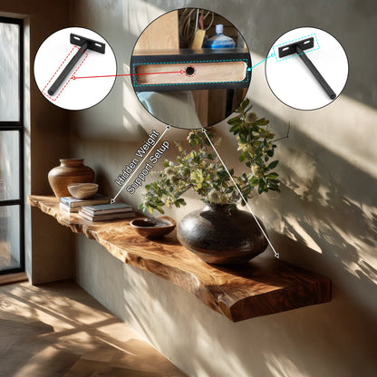 Velrion Live Edge Solid Wood Floating Shelf SPA900006 Lynnsnail