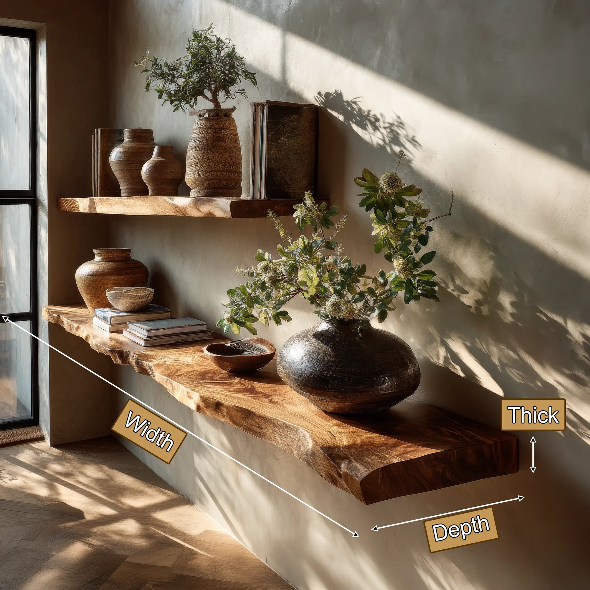 Velrion Live Edge Solid Wood Floating Shelf SPA900006 Lynnsnail
