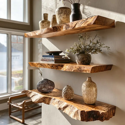 Velthara Live Edge Solid Wood Floating Shelf SPA526984 Lynnsnail