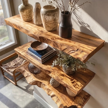 Velthara Live Edge Solid Wood Floating Shelf SPA526984 Lynnsnail
