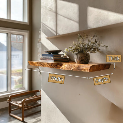 Velthara Live Edge Solid Wood Floating Shelf SPA526984 Lynnsnail