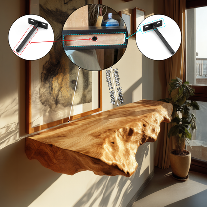 Veltrix Live Edge Solid Wood Floating Shelf SPA584233