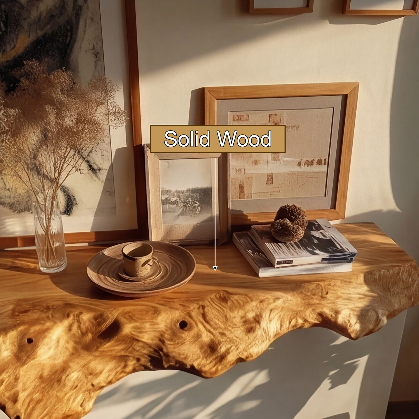 Veltrix Live Edge Solid Wood Floating Shelf SPA584233