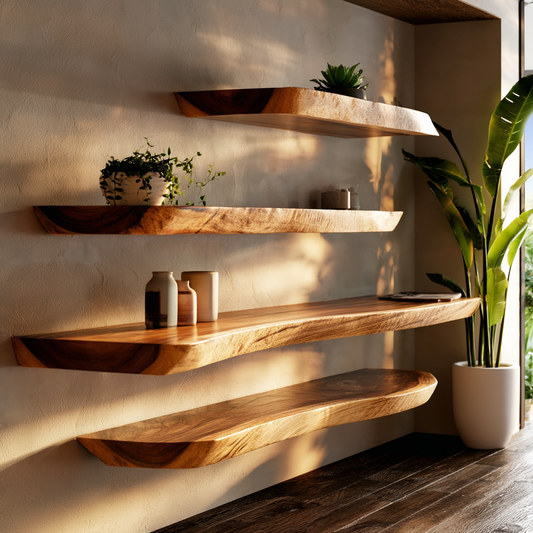 Virella Live Edge Solid Wood Floating Shelf SPA365792