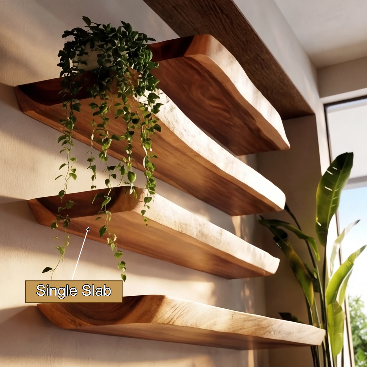 Virella Live Edge Solid Wood Floating Shelf SPA365792
