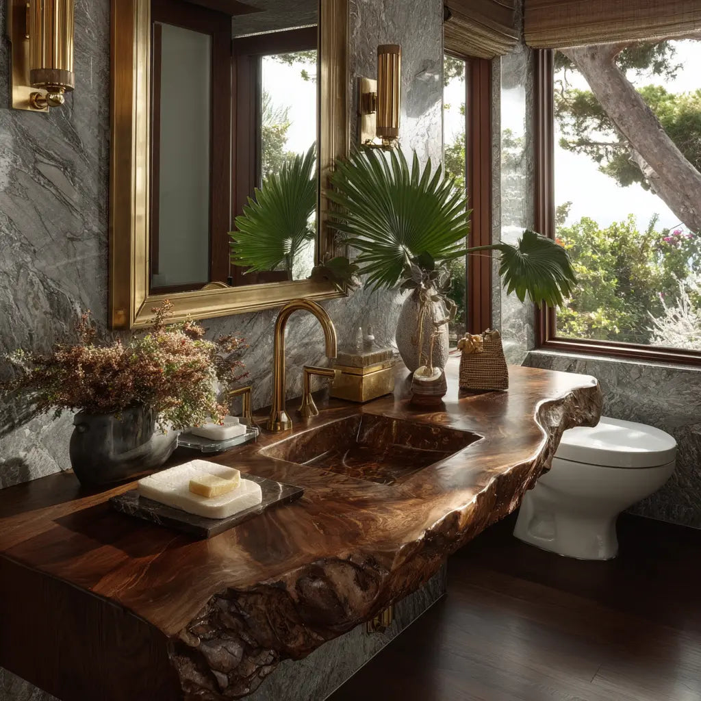 Virello Live Edge Solid Wood Floating Bathroom Vanity with Integrated Sink SPA242234 Lynnsnail
