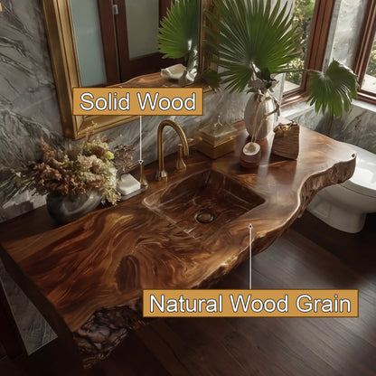Virello Live Edge Solid Wood Floating Bathroom Vanity with Integrated Sink SPA242234 Lynnsnail