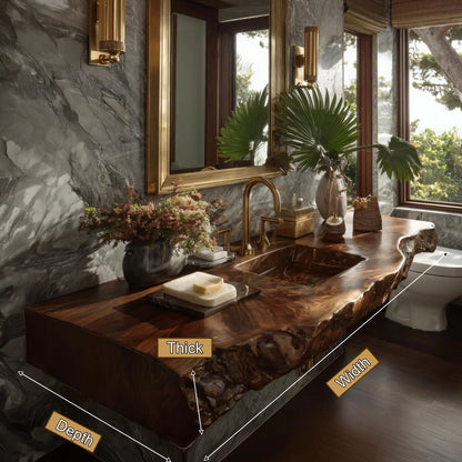 Virello Live Edge Solid Wood Floating Bathroom Vanity with Integrated Sink SPA242234 Lynnsnail